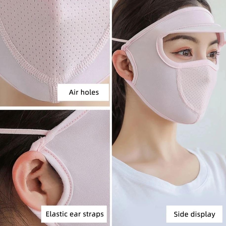 Gra8 Women Cap Summer for Summer Outdoor Cycling UV Sun Protection Block Hat Protection Face Cover Scarf Mask with Cap Foldable Innovative Scarf Cum Mask(Multicolour/1pcs) 2