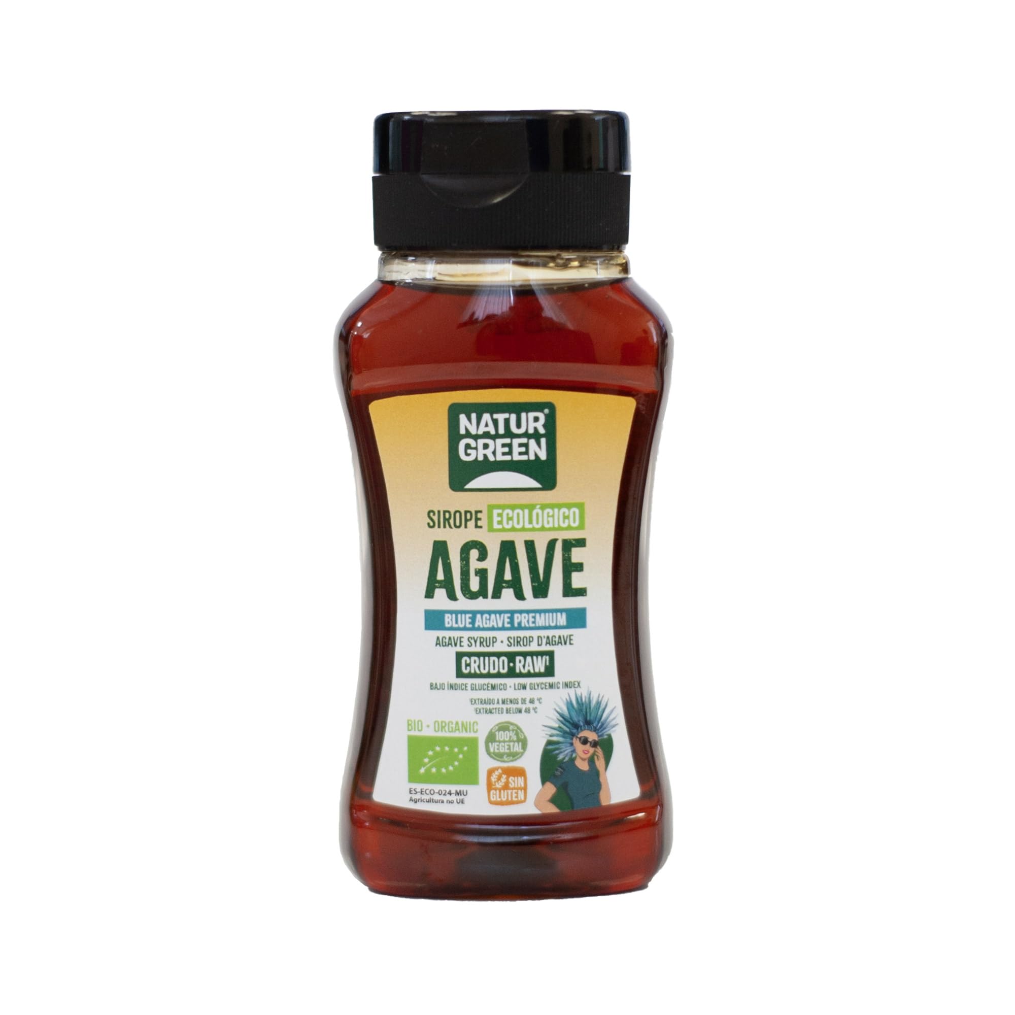 NaturGreen - Sirope de Agave Crudo Bio, Pack 6 x 236 ml, Edulcorante Natural, Agave Azul, Alternativa Vegana a la Miel y el Azúcar, Sin Gluten, Ideal para Endulzar Bebidas, Yogures y Postres