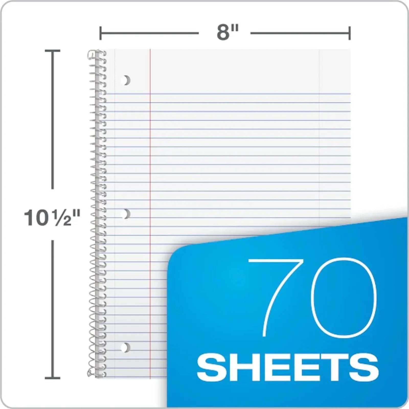 spiralbuch College-Linealpapier, 20,3 x 26,4 cm, 6er-Pack, 1 Fach, breit, 70 Blatt(A set of 6)