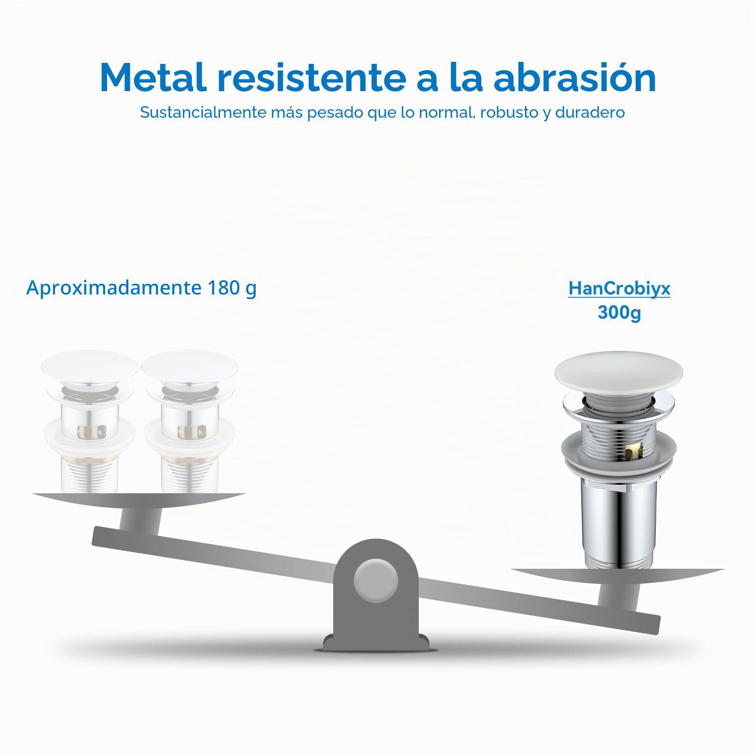 Desagüe Lavabo Blanca con o sin Rebosadero, Tapon Lavabo Click Clack, Tapa Blanca de Cerámica, Válvula Desagüe Pop Up con Cesta Filtrante, Universal G1 1/4" para Baño y Aseo