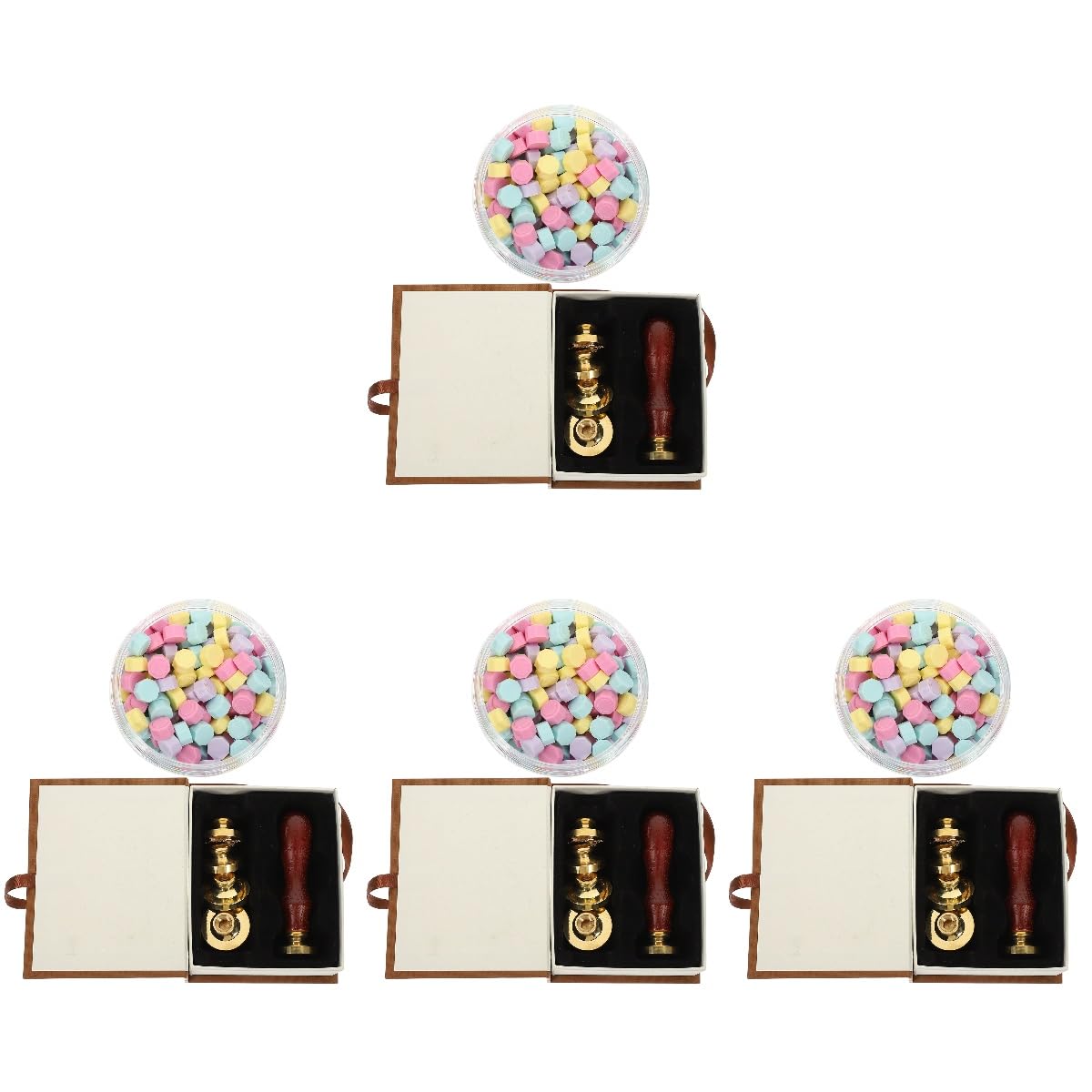 Angoily 4 Sätze Weihnachtliches Wachssiegel Stempel Kupferkopf Motive Wachskügelchen DIY Siegelstempel für Einladungen Karten Geschenkverpackung Kreative Briefdekoration