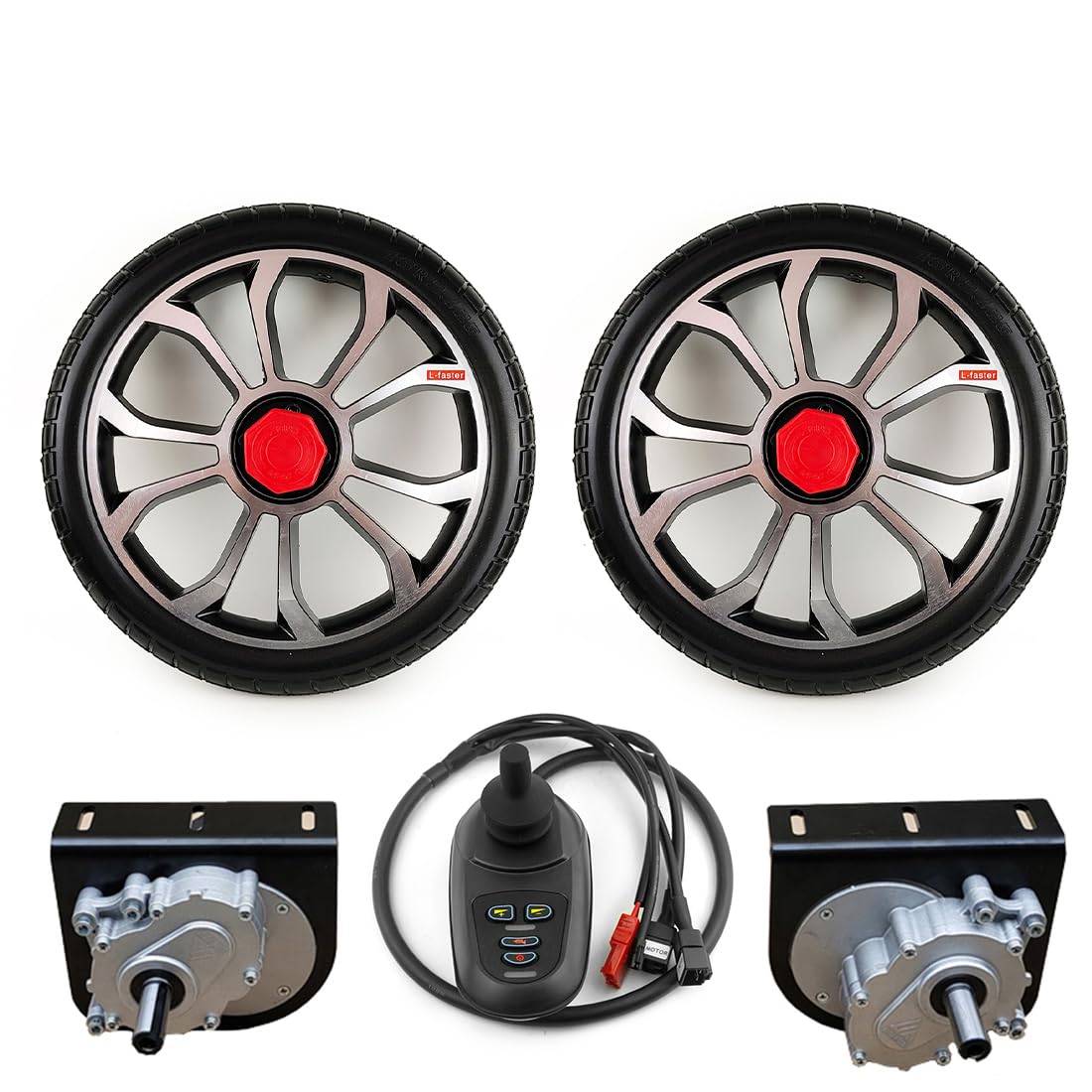 L-faster Silla de Ruedas eléctrica de neumático sólido de 16 Pulgadas 250W-350W Kit de conversión de Motor de Silla de Ruedas eléctrica