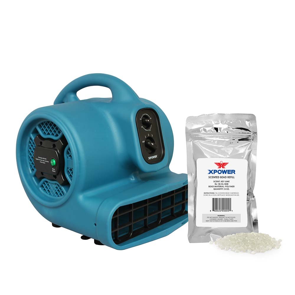 XPOWER P-450NT Freshen Aire 1/3 HP Scented Air Mover with Ionizer, Timer & Freshener Beads Refill (Key Lime, 8 oz)