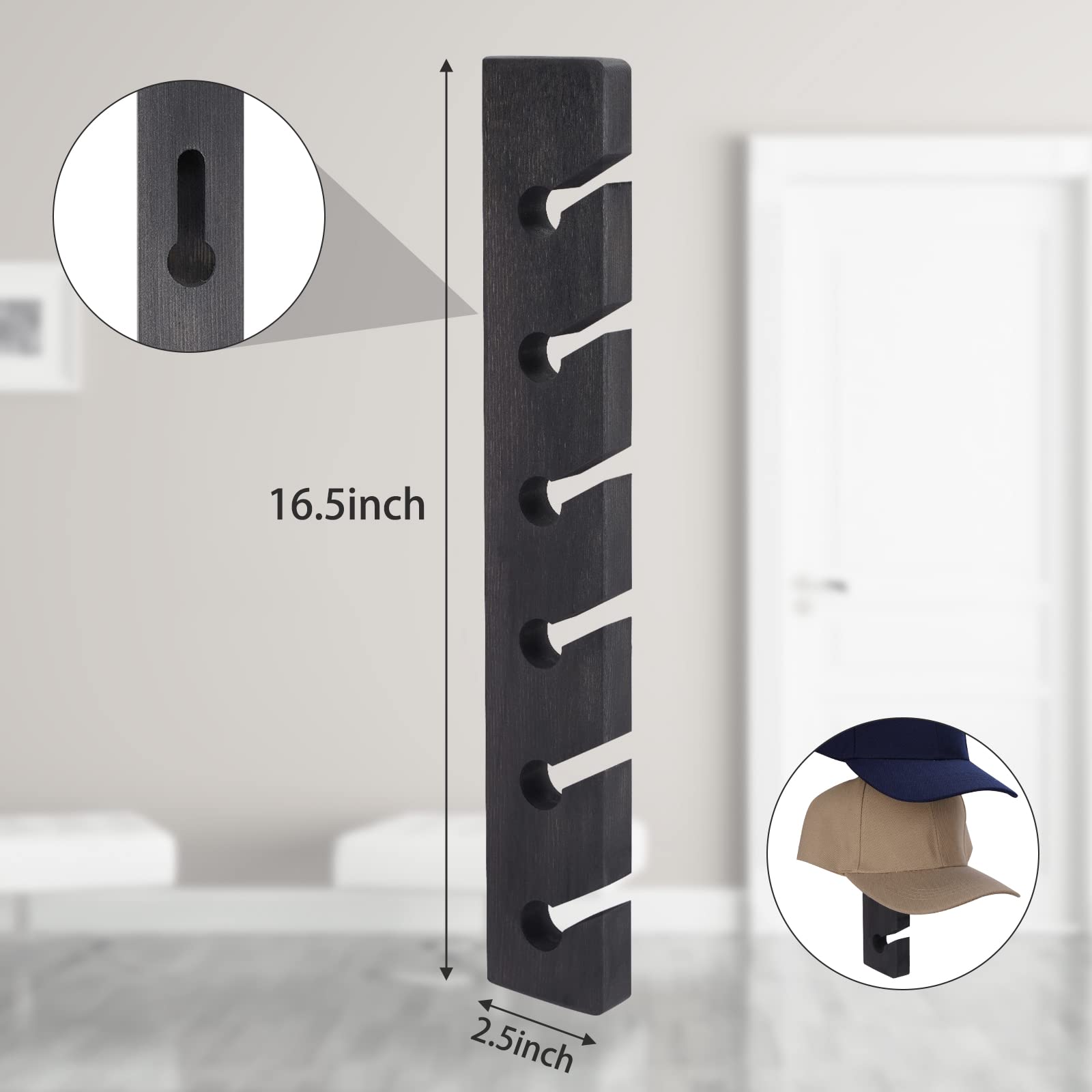 Appendiabiti Da Parete Per Cappelli In Legno, 2 Pezzi, Porta Cappelli Da Baseball, Organizzatore Per Armadio E Ingresso, Marrone