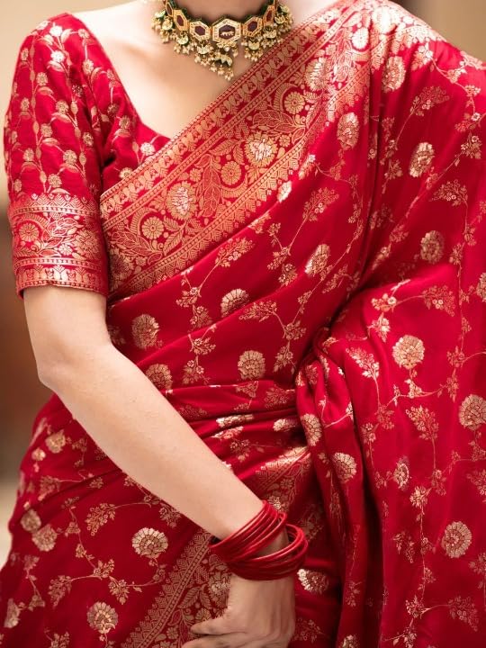 Image of Flosive Women's Soft Kangivaram Silk Saree With Copper Zari Weaving With Boluse