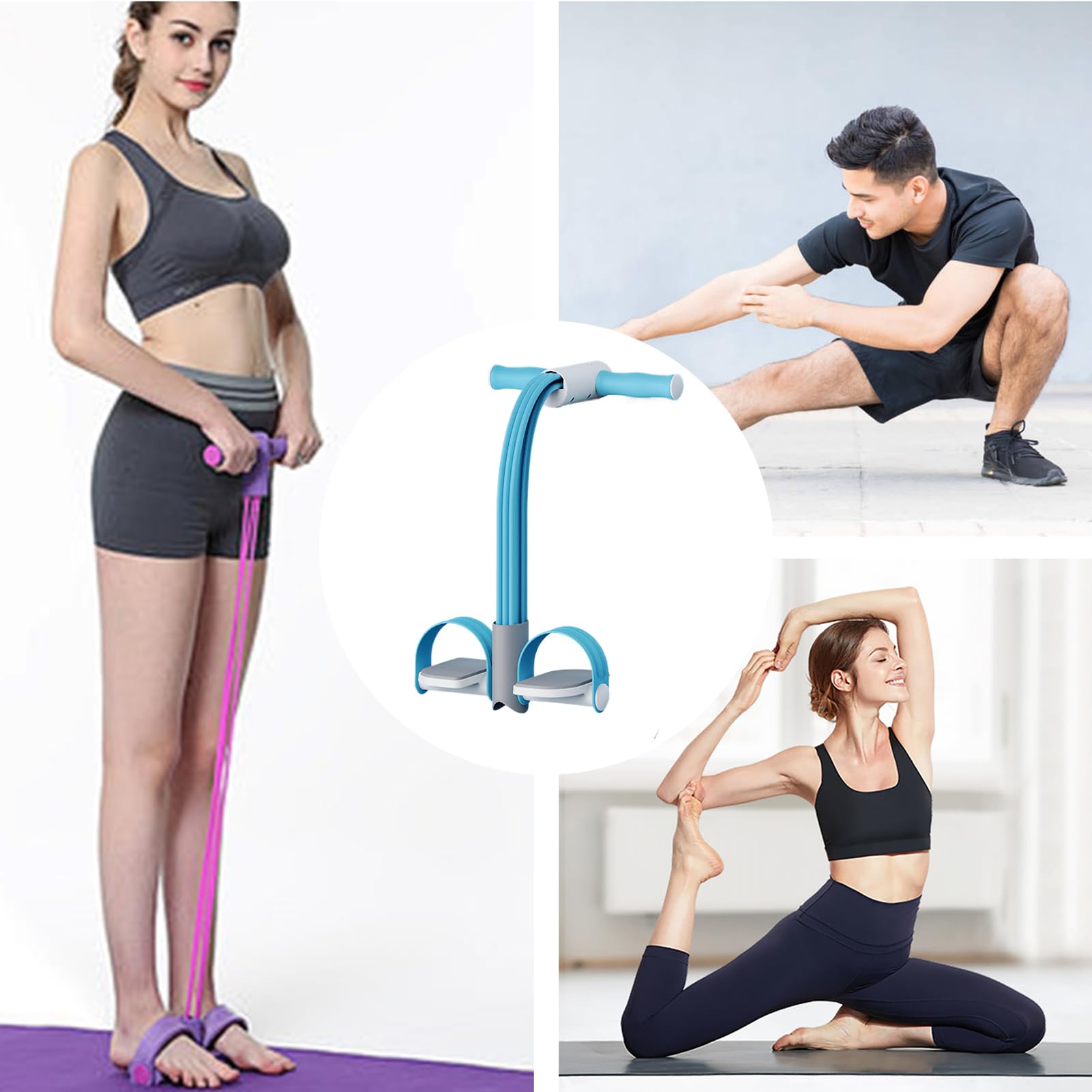 Corde De Traction Pour Pédale De Fitness – Comptage Vocal, 6 Cordes épaisses, Extensible 126 Cm – Pour Jambes, Abdos, Rééducation, Musculation Maison