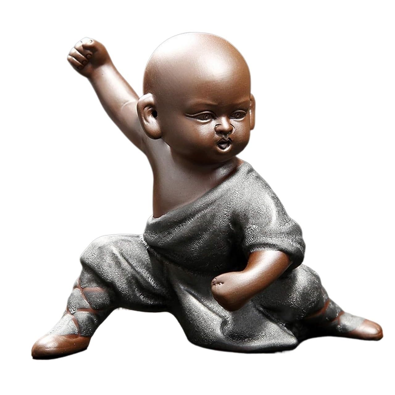 Figura tradicional de monje de cerámica de monjes en miniatura, estilo chino, estatuillas Zen decorativas para el hogar y la ceremonia del té, G 14 x 9