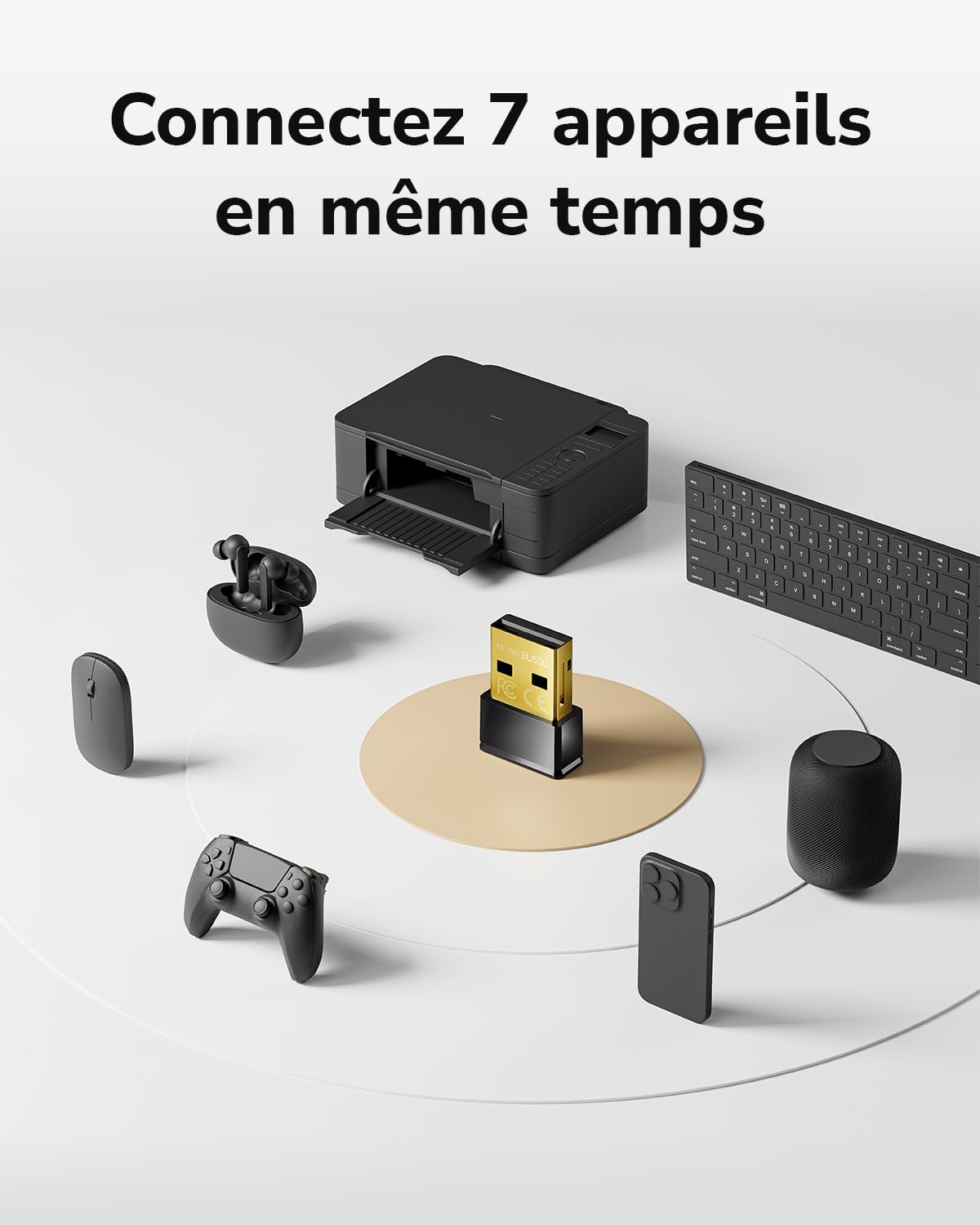 Cudy Adaptateur USB Bluetooth 5.3 Nano Plug and Play pour PC Windows 11/10/8.1/7