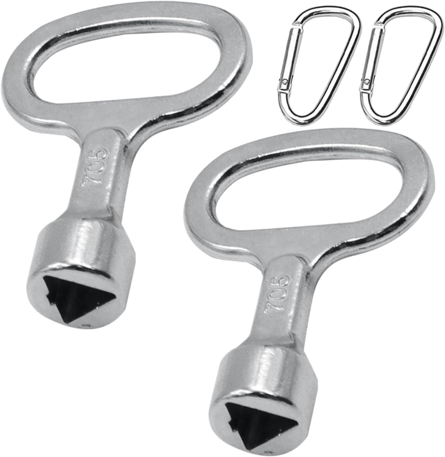 Parthan 2 Packs Meter Box Key Gas Box Key Silver Triangle Key with Keychain - Durable Steel Rust Resistant Gas Meter Box Key