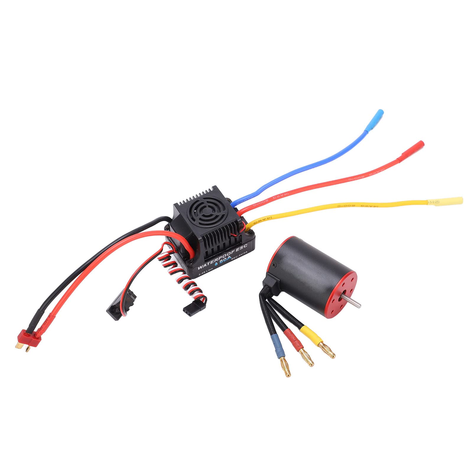 Motor sin escobillas de 3650 y 4300 KV con regulador electrónico de velocidad impermeable de 80 A, conjunto combinado de regulador electrónico de alta performance para coches RC