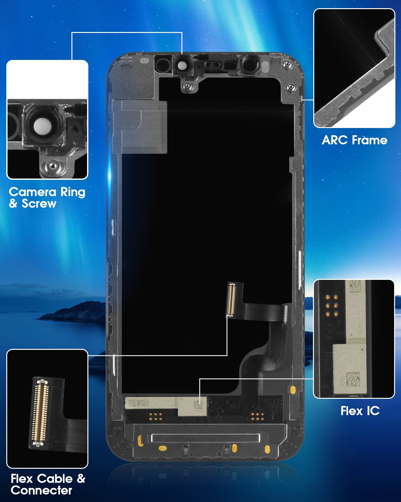 pour iPhone 12 Mini Écran, LCD Display pour iPhone 12mini 5,8" Ecran Remplacement Tactile Digitizer Assembly pour iPhone12 Mini A2176 A2398 A2400 A2399 avec Kit De Réparation et Protecteur D'écran