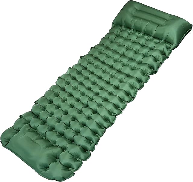 BLUEVER Camping Mat, Lightweight Inflatable Sleeping Pad Bed 10cm Thick Self Inflating Single Air Mattress With Pillow for Outdoor, Hiking, Backpacking, Hammock, Tent, Camping