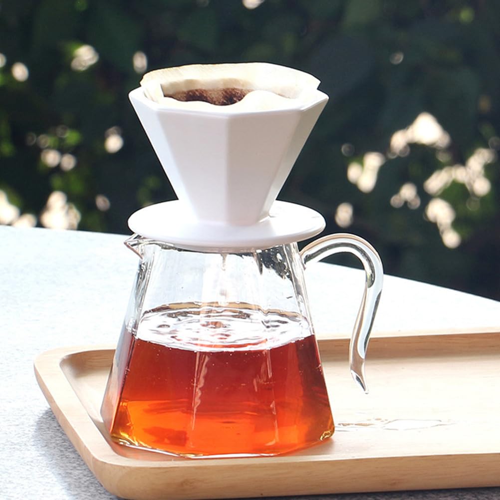 TEHAUX Filtro per Caffè in Ceramica, Gocciolatore Manuale, Bianco Opaco | Compatibile con I Filtri , Capacità da 1 a 4 Tazze, Strumento per Caffè Riutilizzabile, Preparazione Del Caffè Uniforme,