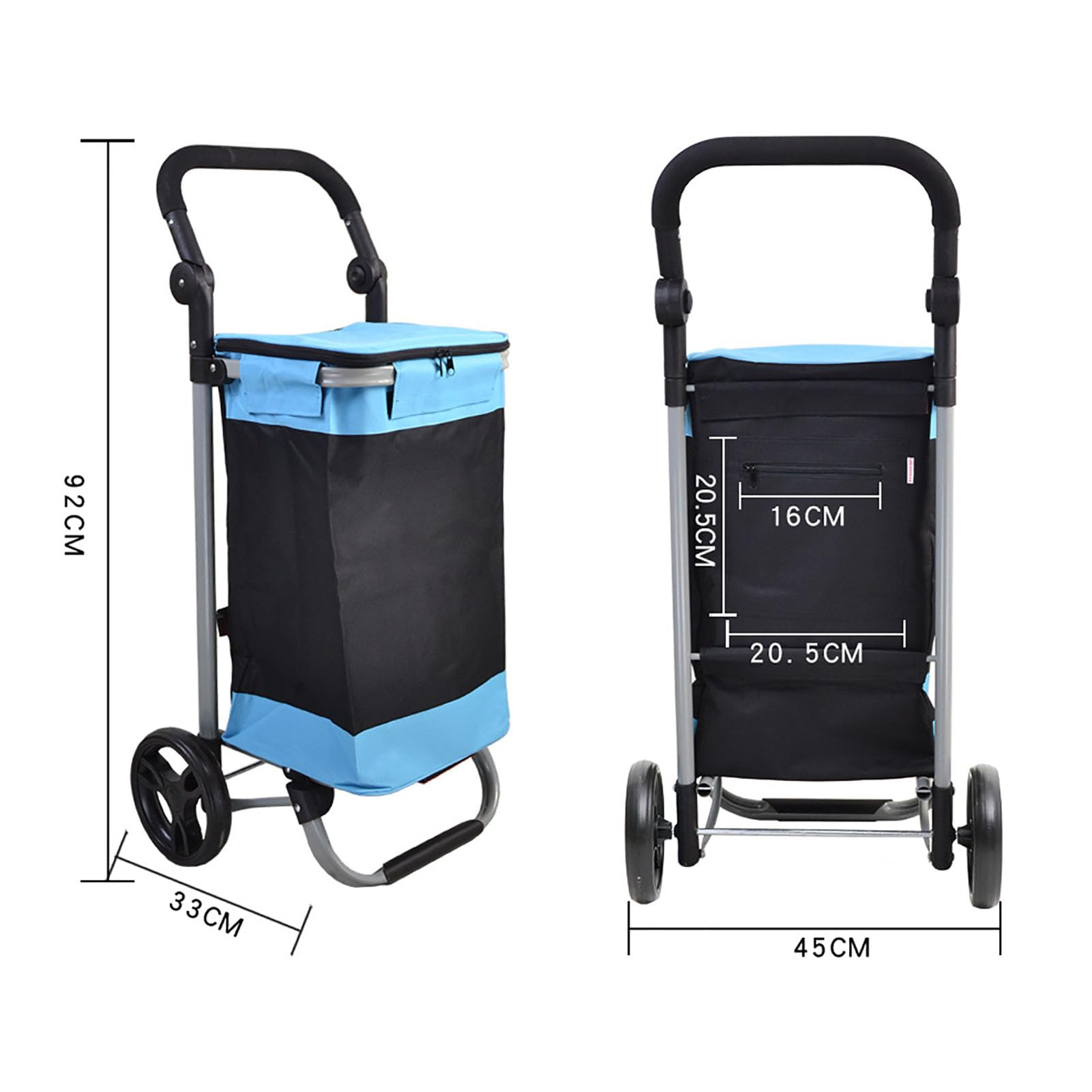Carrito de Compras Plegable con Ruedas Carrito Utilitario Ligero para Uso Diario Carrito de Almacenamiento Portátil Compacto para Ancianos y Familia,Azul