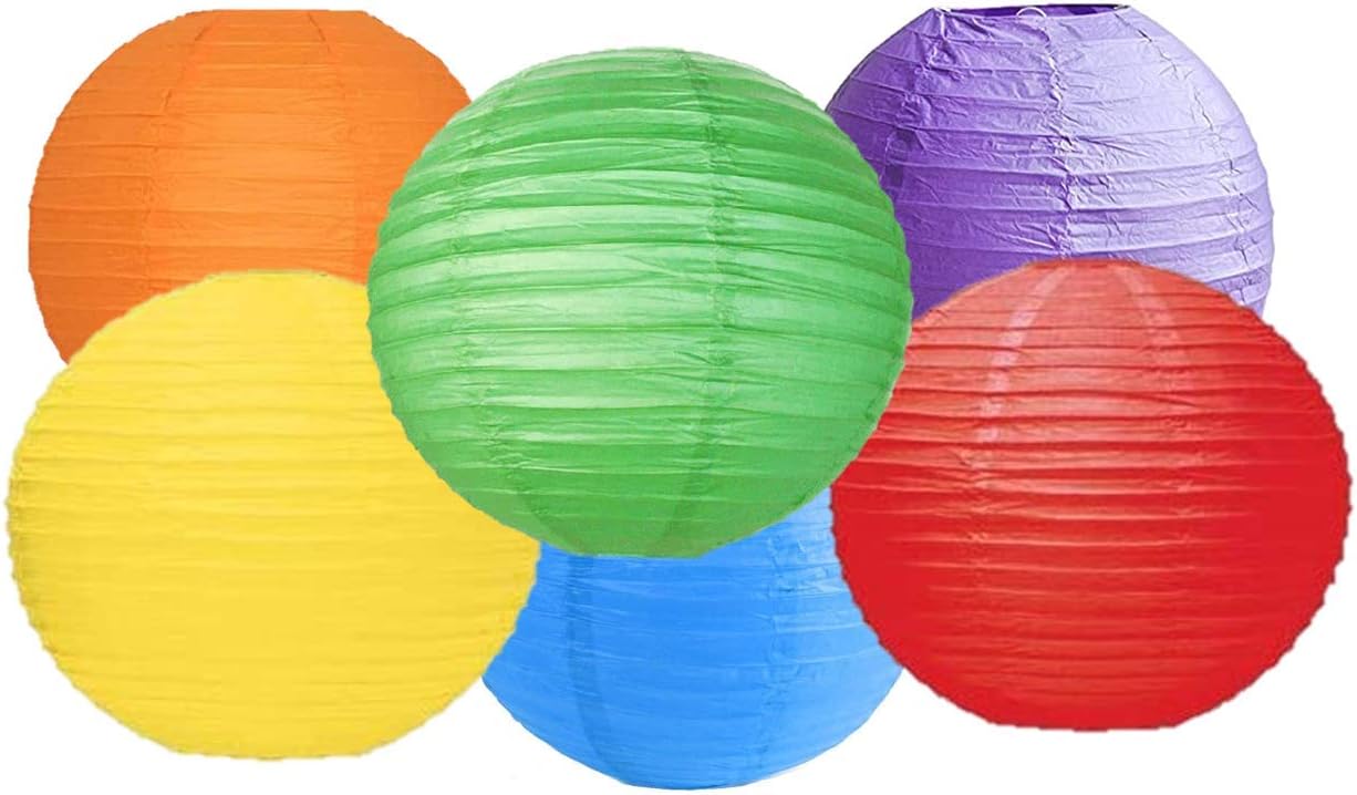 Paper Lanterns Mix Color Packs of 6 Round Paper Lanterns Lampshade
