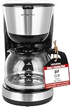 Emerio CME-122933, Filter Coffee Machine, 1.25 L for up to 10 Cups of Fresh Coffee, Removable Permanent Filter, Anti-Drip Function, Glass Coffee Pot, Auto-Off, 1000 Watt, Black/Silver