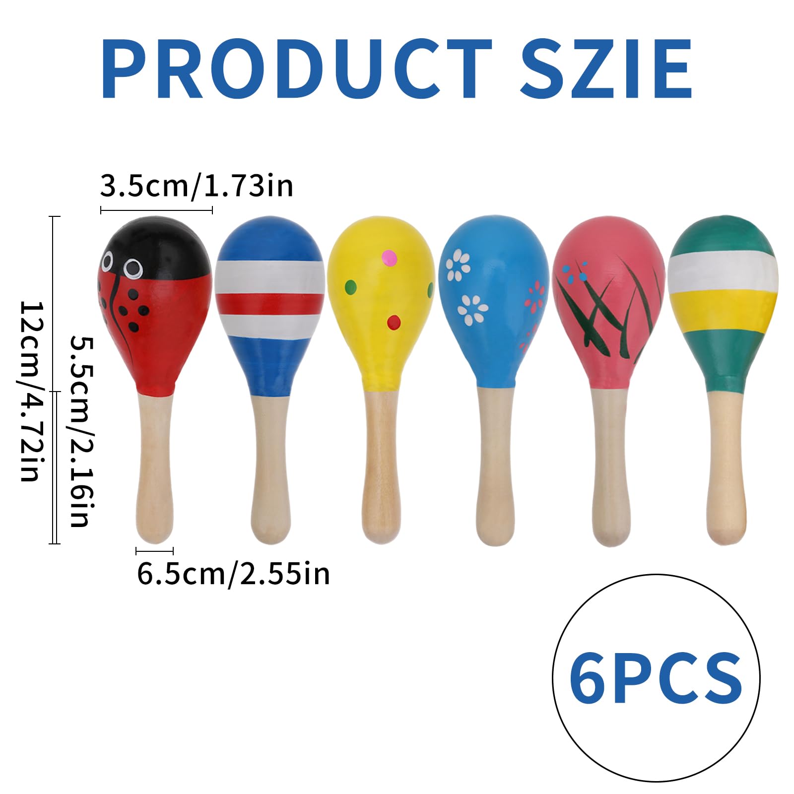 Maracas Messicane In Legno - Set 6 Pezzi, Per Feste Cinco De Mayo, Carnevale - Foto 11