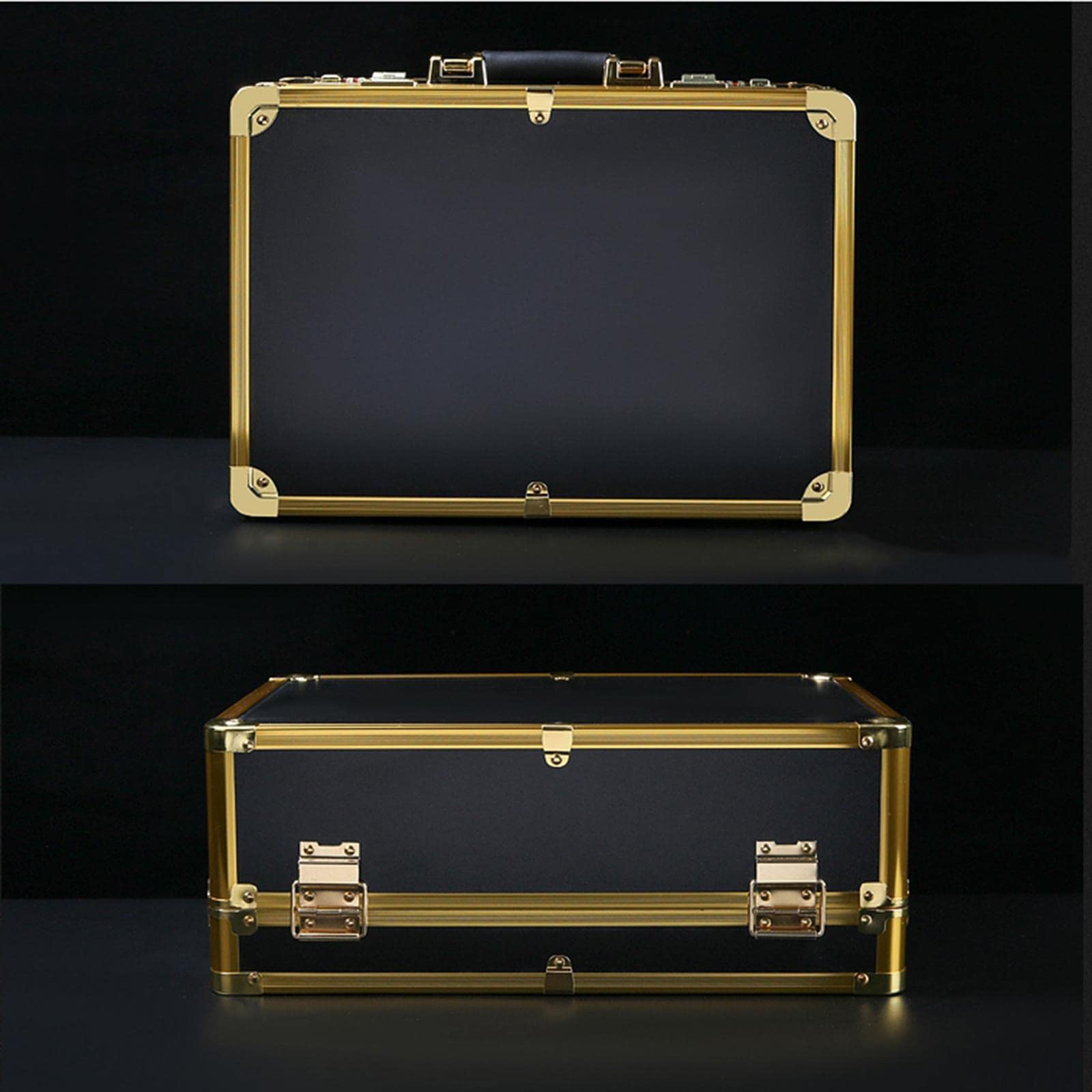 Valigetta per Barbiere Porta Attrezzi Da Viaggio Organizer Professionale Box Porta Strumenti in Pelle Manico Ergonomico Adatta per Saloni Par, Oro