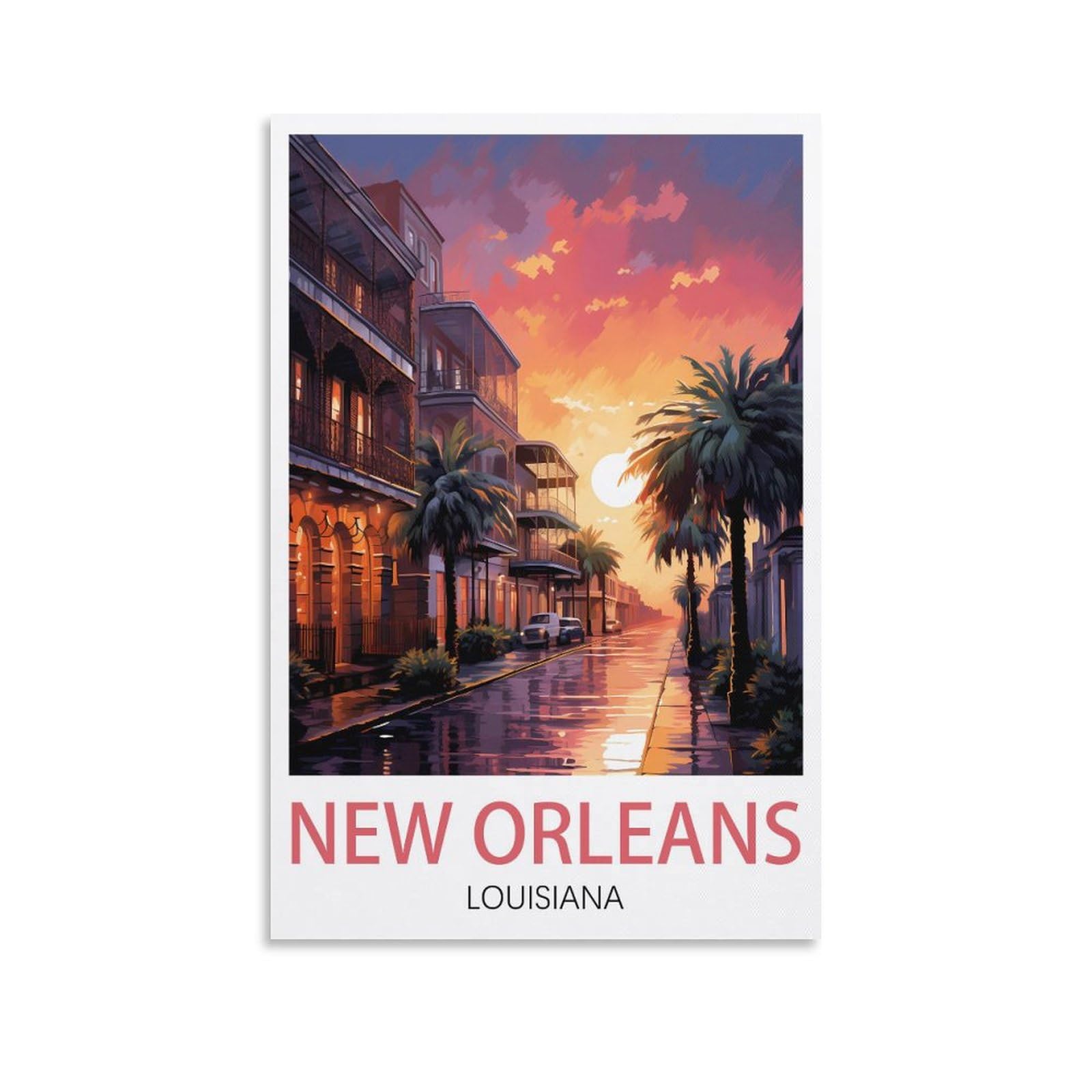 New Orleans Louisiana Vintage Travel Poster 08x12inch(20x30cm) Canvas Print for Living Room, Bedroom, Dorm, Home, Office Wall Decoration
