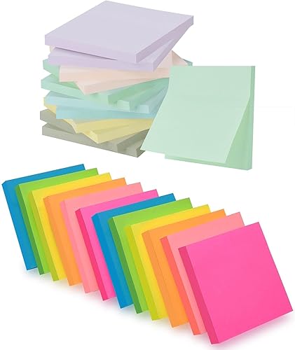 ZCZN - 24 blocs de notas adhesivas de 12 colores, 1920 hojas autoadhesivas, fácil de publicar para oficina, hogar, reunión, escuela disponible en Yaxa Venezuela