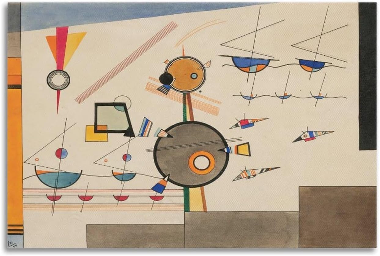 Rikin Liuff Floating by Wassily Kandinsky Canvas Poster Abstract Wall Art Vintage Painting Wassily Kandinsky Prints for Home Picture Decor 40x55cm Frameless