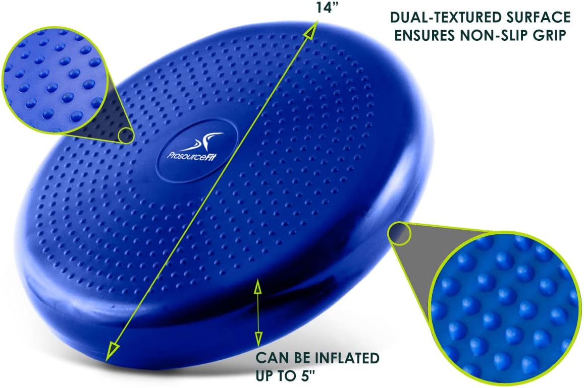 ProsourceFit Core Balance Disc Trainer, 14” Diameter with Pump for Improving Posture, Fitness, Stability