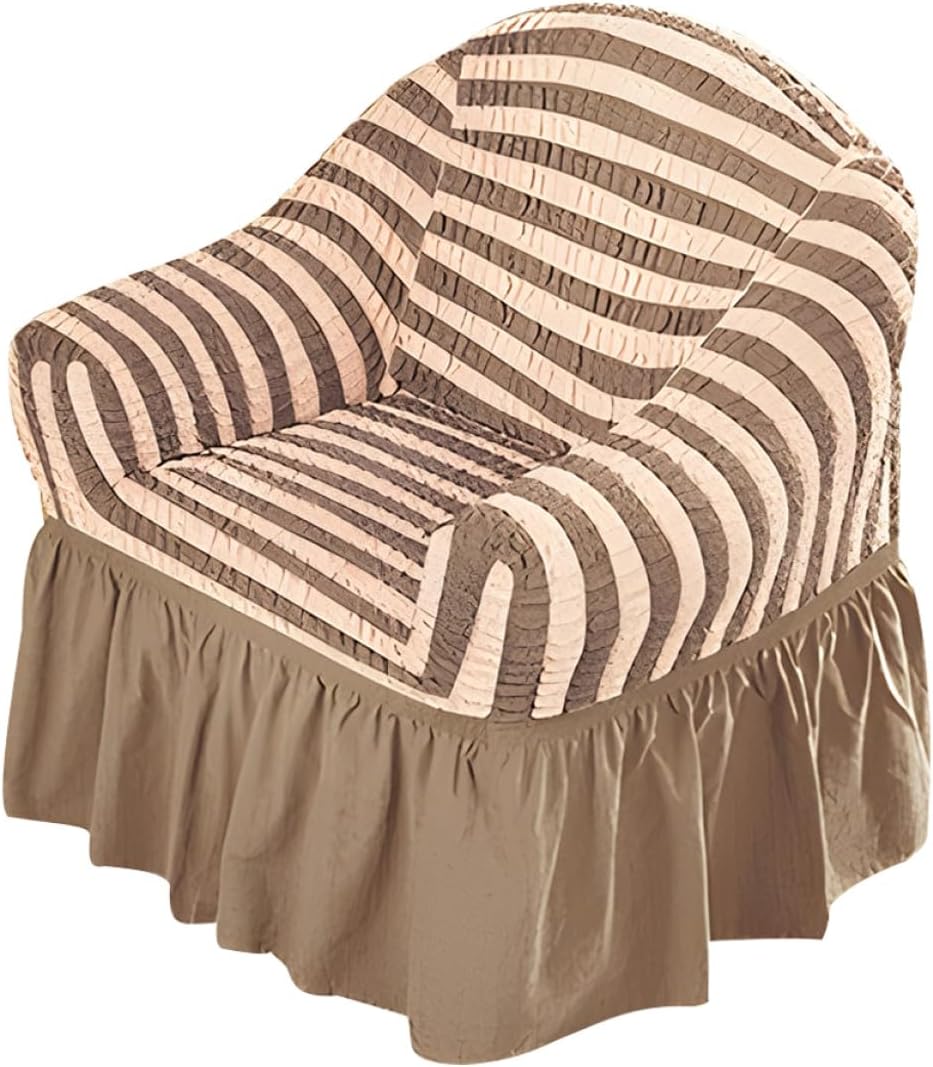 Stretch Chaise Lounge Recliner Slipcover with Skirt Elastic Polyester Fabric Sofa Protector Khaki Color for Indoor Use