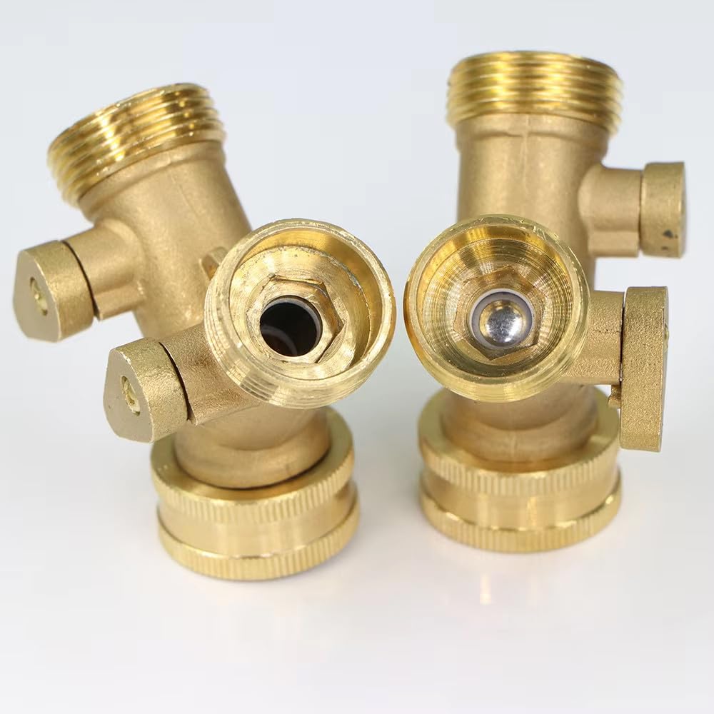 Divisor de manguera de latón con válvula de bola de 2 vías y conector en Y para adaptador de manguera de jardín, ideal para grifo al aire libre y sistema de riego doméstico, duradero y eficiente