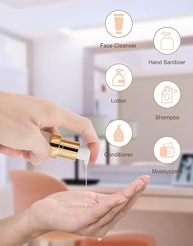 Miniatura 7 de Golden Airless - Botella de viaje con caja, botella de vacío cosmética recargable como jabón de manos, tóner, base, aceite para el cabello, loción y