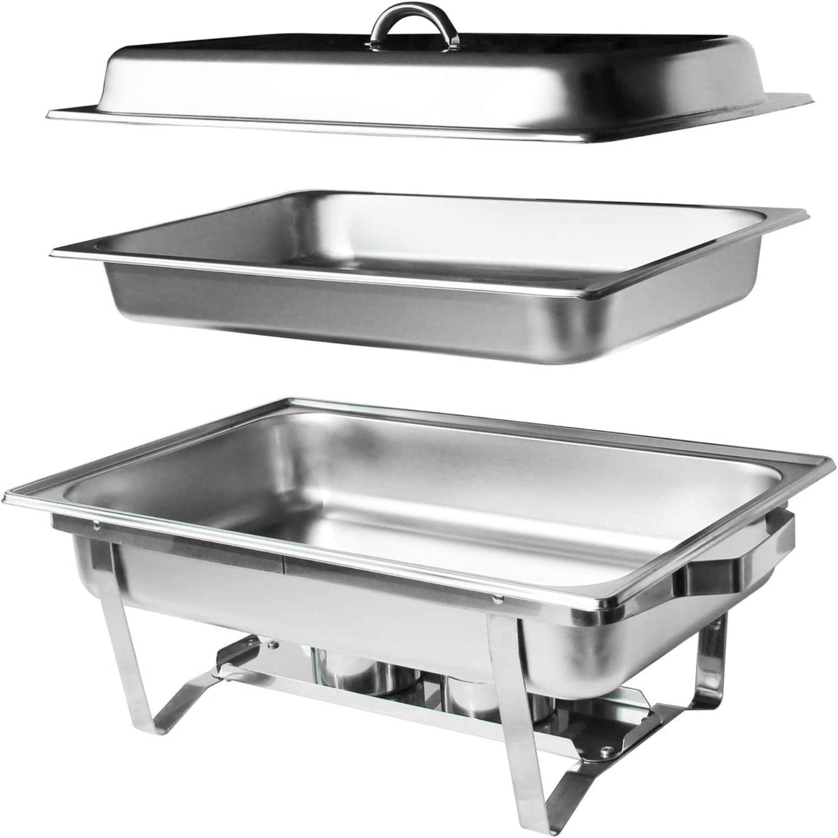Chafing Dish, Scaldavivande in Acciaio Inox, Piatto da Buffet, Padella per Catering, Scaldavivande in Acciaio Inox, per Catering, Buffet, Vassoio Scaldavivande, Sala da P,