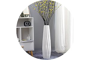 17.7" White Ceramic Vase Floor Vase