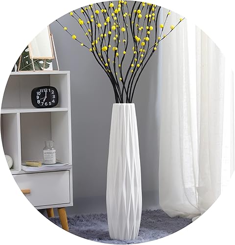 Miniatura 1 de Jarrón de cerámica blanco, jarrón de suelo de 17.7 pulgadas de alto, jarrón decorativo grande para decoración moderna del hogar, sala de estar,