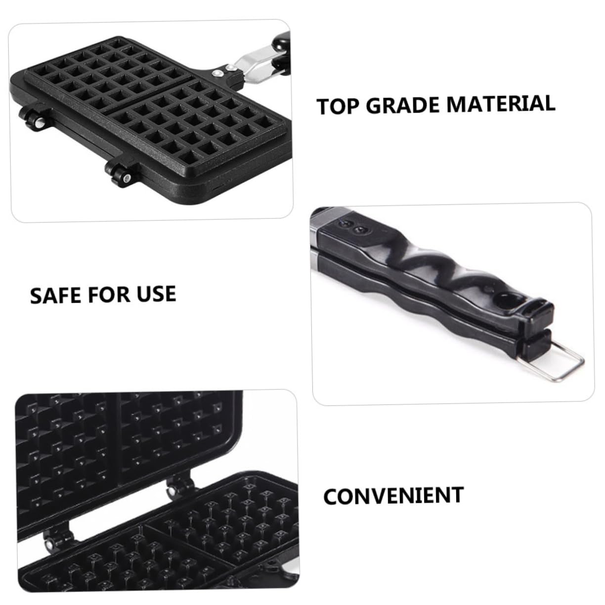 Stampo e Colazioni Croccanti per Waffle e Lavabile in Alluminio Pressofuso Nero, Antiaderente per Cottura Domestica