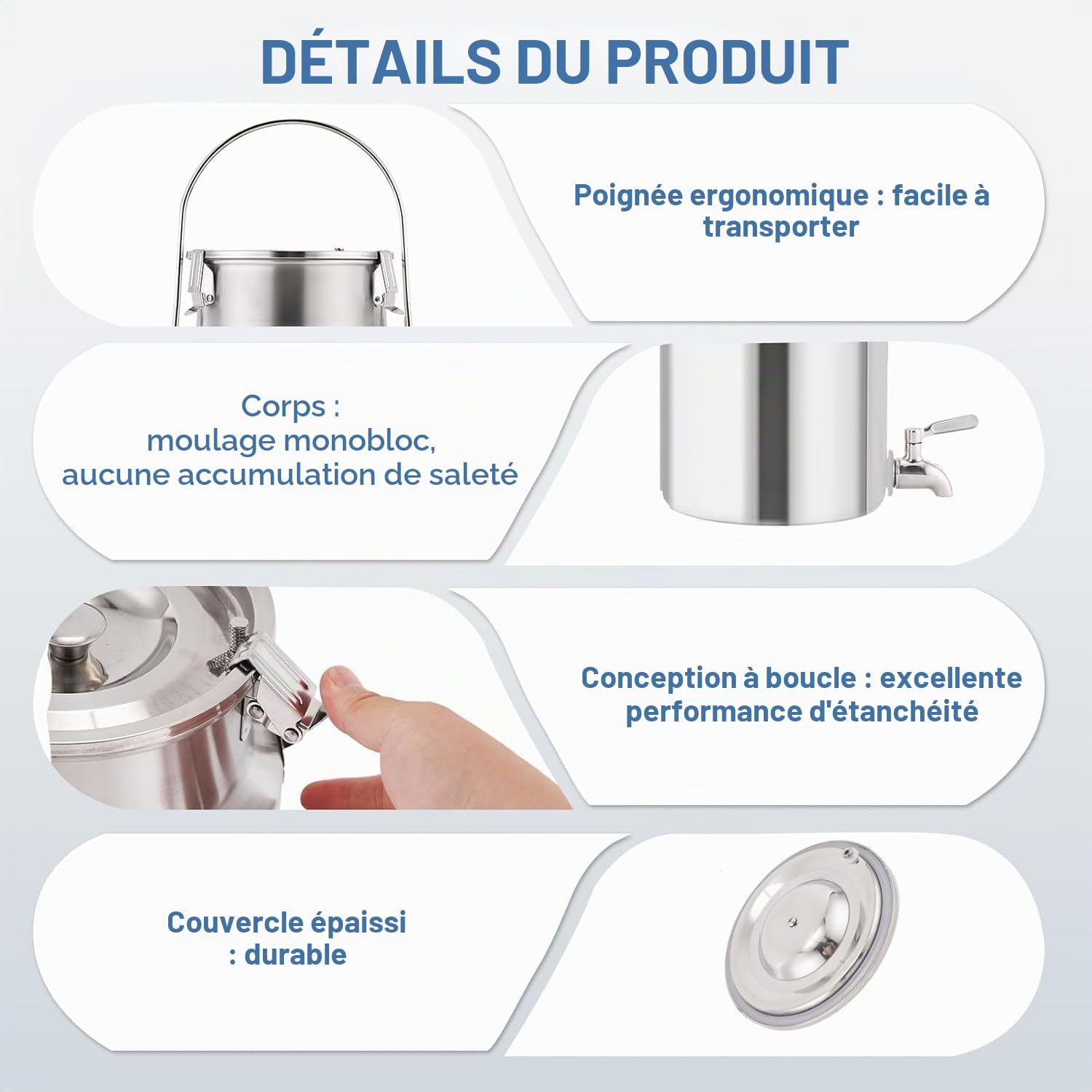 YUCHENGTECH Bidon à Lait en Acier Inoxydable 304 5L