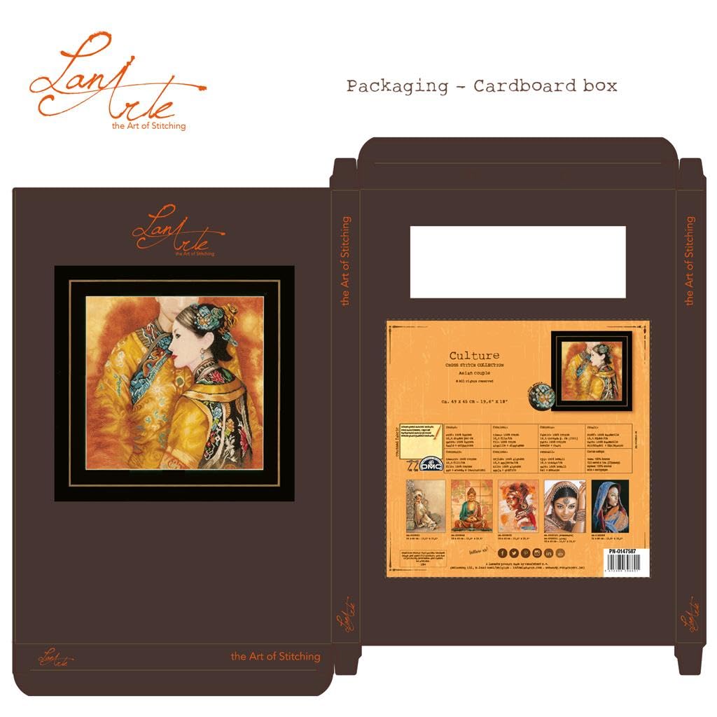 Lanarte Kit Punto Croce Contato COPPIA ORIENTALE Decorativi Per Pareti ca. 49 x 45 cm Set Fai Da Te Creativo Adulti Ricamo Casa Decor Arte Da Parete Kit Per Hobby Cross Stitch
