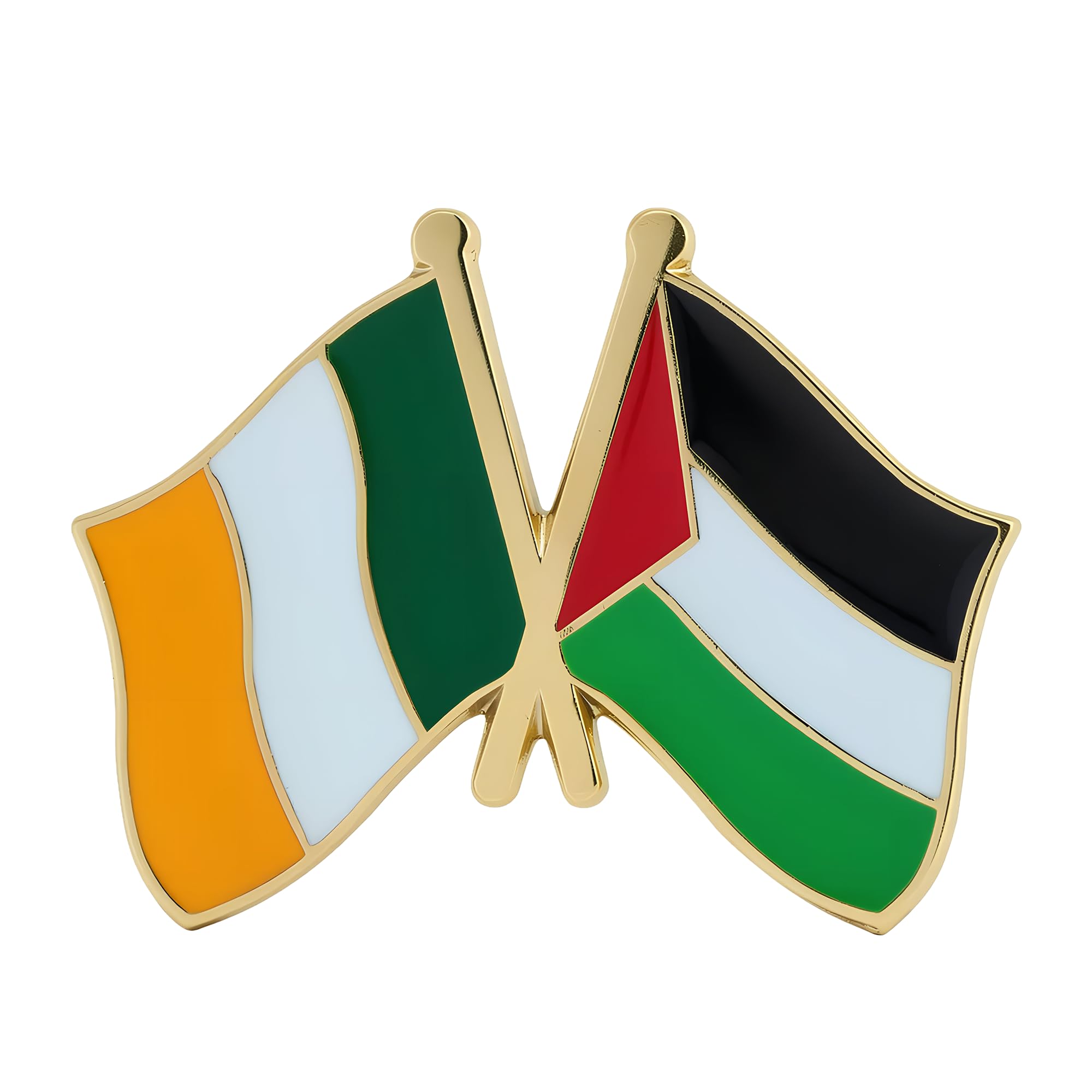 Ireland & Palestine Friendship National Flags Lapel Pin Badge – Enamel Metal Brooch for Jacket, Backpack or Hat – Symbol of International Solidarity – 2.4 x 1.9cm