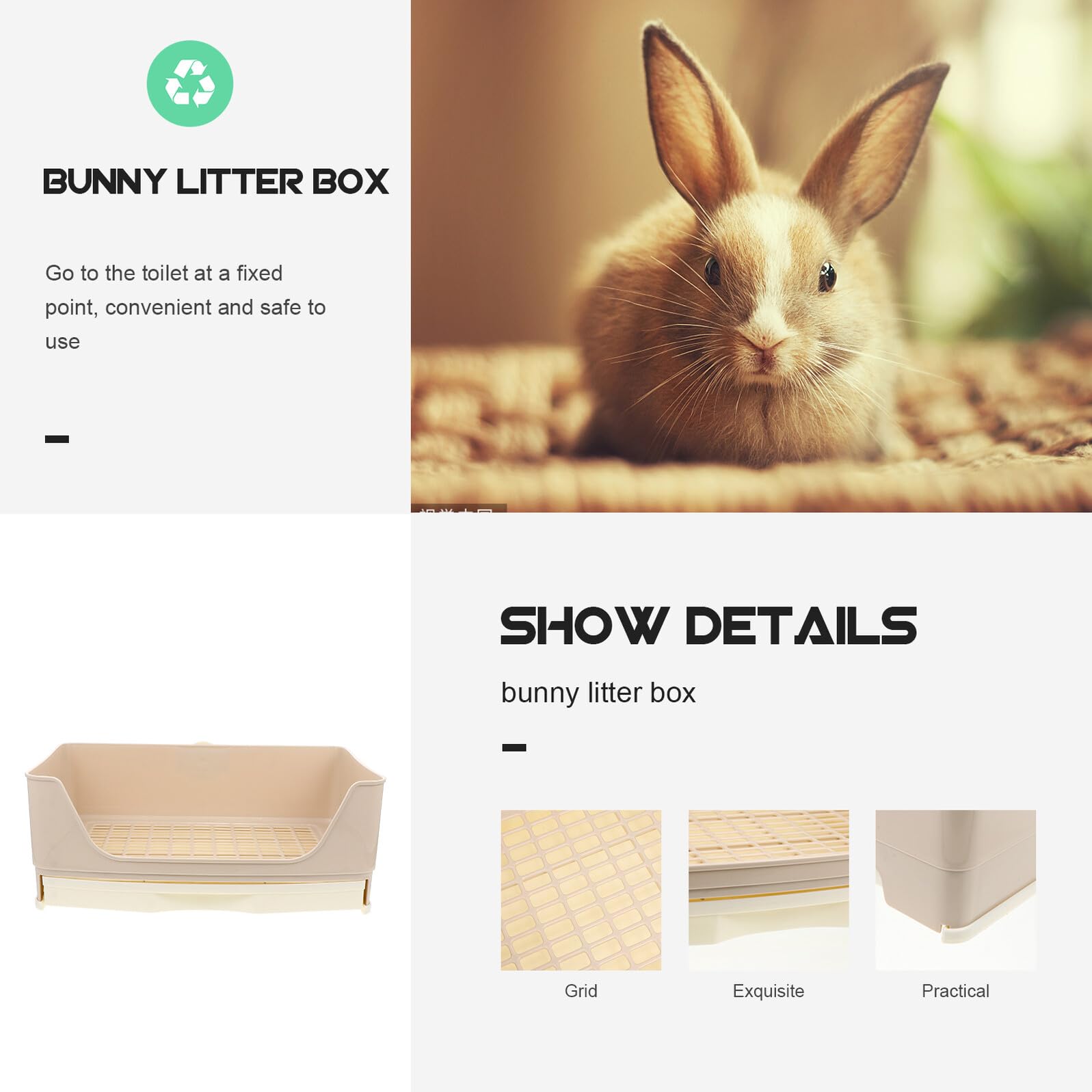 Vaschetta per Conigli e Piccoli Animali in Resistente Contenitore Lettiera con Design Rete Ampia per Coniglietti Porcellini Chinchilla Facilità di Pulizia e Igiene Garantita