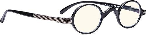 BLUELESS Lectores de filtro de luz azul redondo vintage (negro, 2.00)