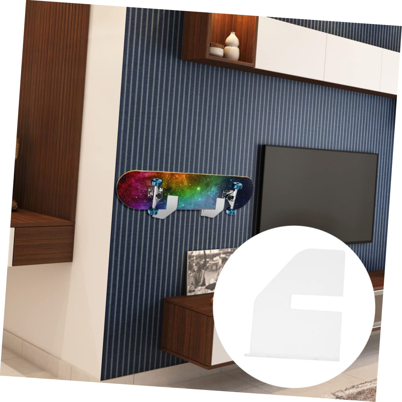 balacoo 1Set Transparent Wall Mounted Skateboard Rack Durable Skateboard Shelf for Secure Storage Compatible with Surfboards and Snowboards Multipurpose Design for Home Use
