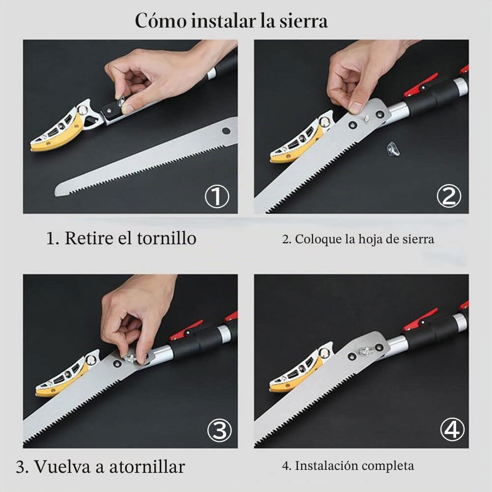 Tijeras telescópicas de 1,2 – 2,2 m, para podar árboles, arbustos, fruta, cortasetos, telescópicas, tijeras de podar con mango telescópico, herramienta de corte manual de jardín