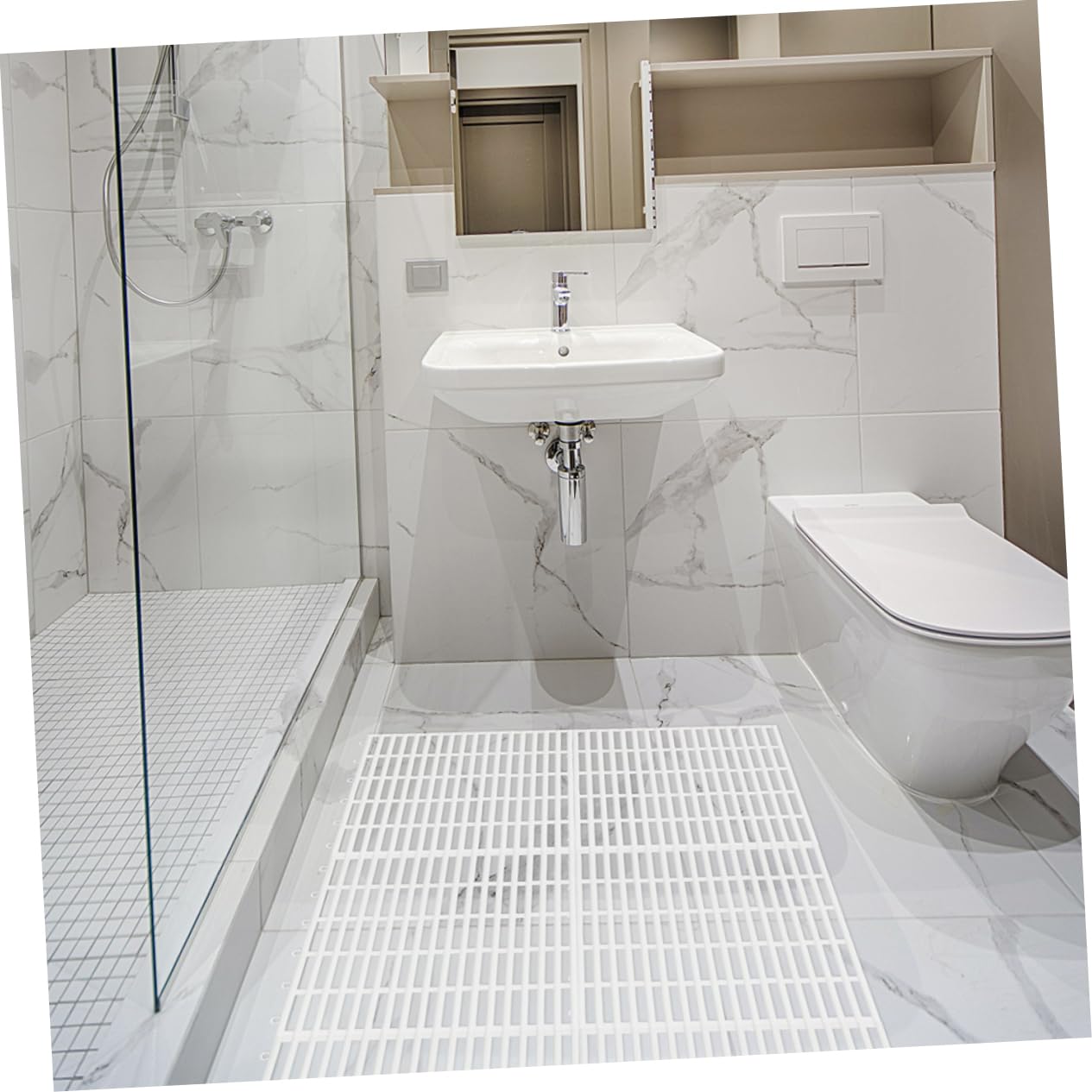 Tappetino Antiscivolo per Bagno in Tpe Bianco 4 Pezzi Quadrato