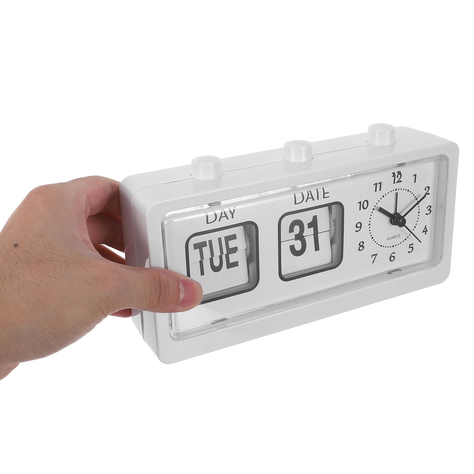 TOYANDONA Reloj Manual de Paso de Página para Escritorio con Calendario Despertador para Oficina y Sala de Estudio Infantil No Incluye Pilas