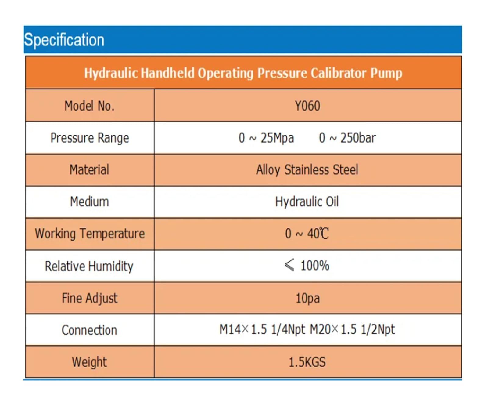 Calibrazione della pressione idraulica da 0 a 25 MPa, pompa manuale, calibratore di pressione manuale