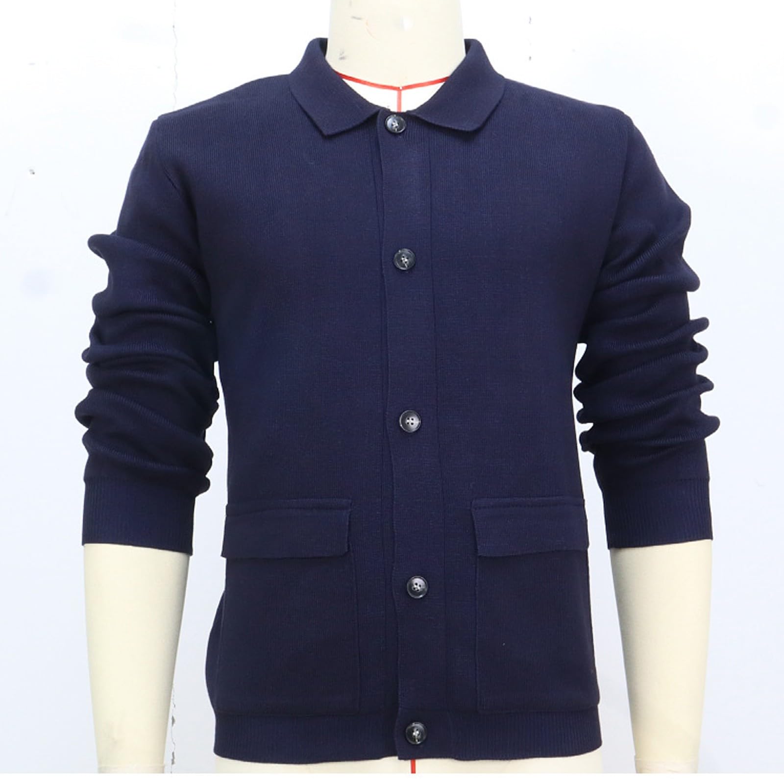 Cardigan Punto Botones Hombre, Chaqueta Punto Hombre con Cuello En V Forrado con Botones De Punto Grueso Chaqueta De Transición Cálida Rebecas con Botones Y Bolsillos para Exterior El Ocio