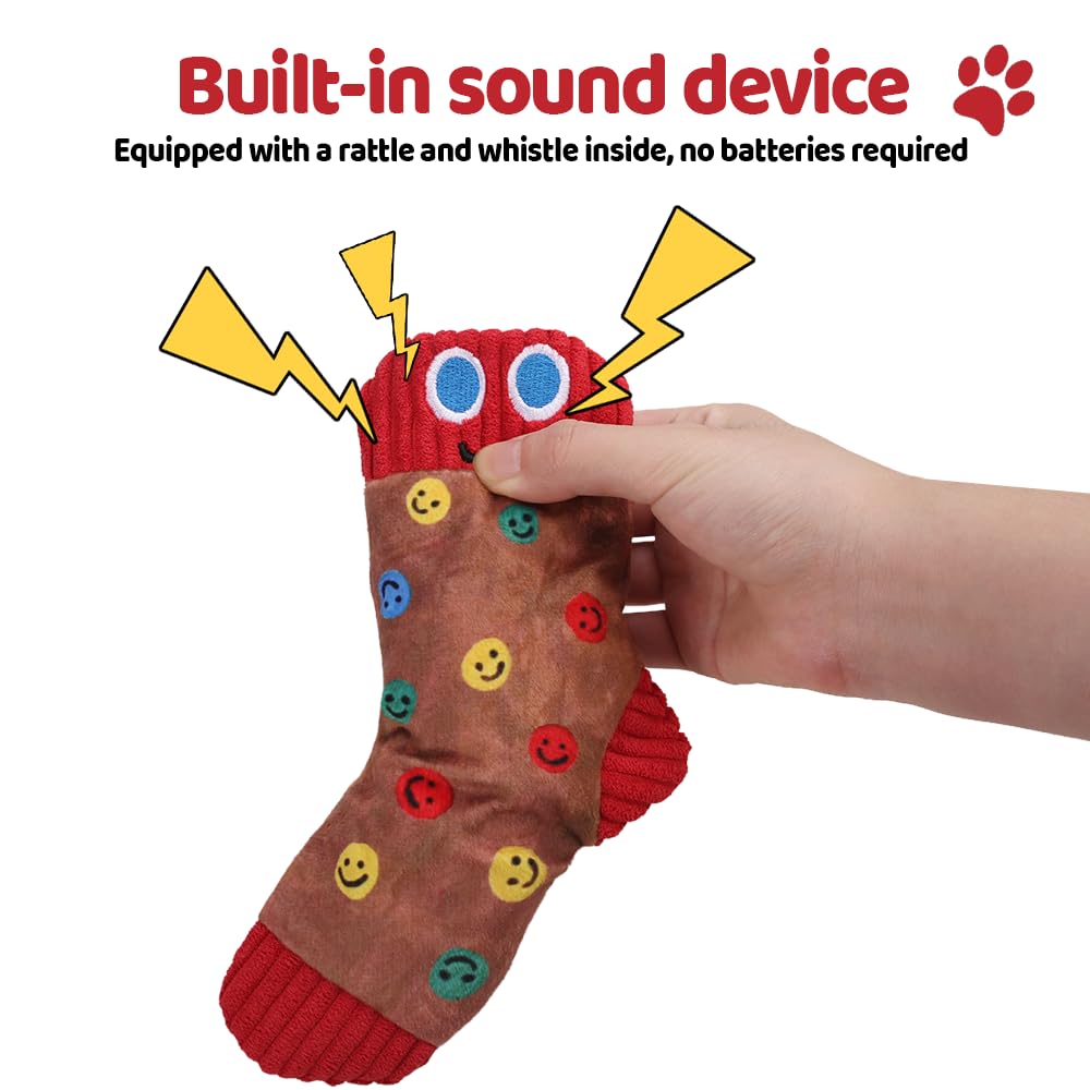 DONGKER Lot de 6 chaussettes couinantes pour chien, jouets à mâcher pour chien, double son, structure physique pour chiens de petite et moyenne taille, jeux quotidiens, récompense d'entraînement