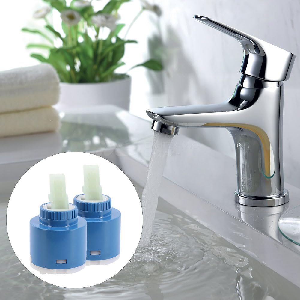 Cerioll Cartucho de Cerámica, 2 Pcs 35 mm, Cartucho de Grifo de Cerámica, para Grifos de Cocina, Baño y Ducha, Azul, Montaje en Cubierta, Ahorro de Agua y Reducción de Ruido