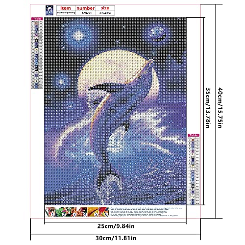 DCIDBEI 5D Diamond Painting 4 Pack 12x16 in/30x40 cm Dolphin Diamond Painting Stickers Diamond Art Kits Adults Painting by Numbers Sea Animals Embroidery Kit Cross Stitch for Home Wall Decor - Image 2