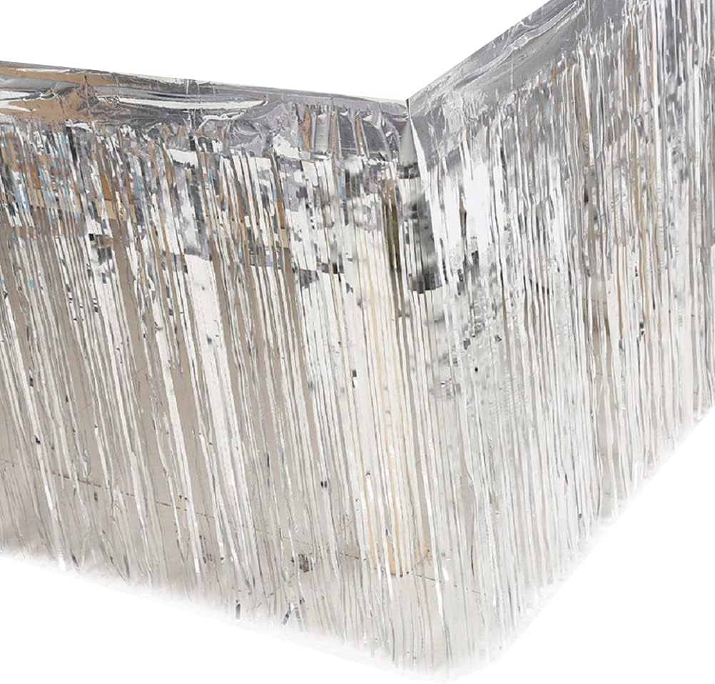 Lukigif 2 Pack 29x108 Inch Metallic Foil Fringe Table Skirt