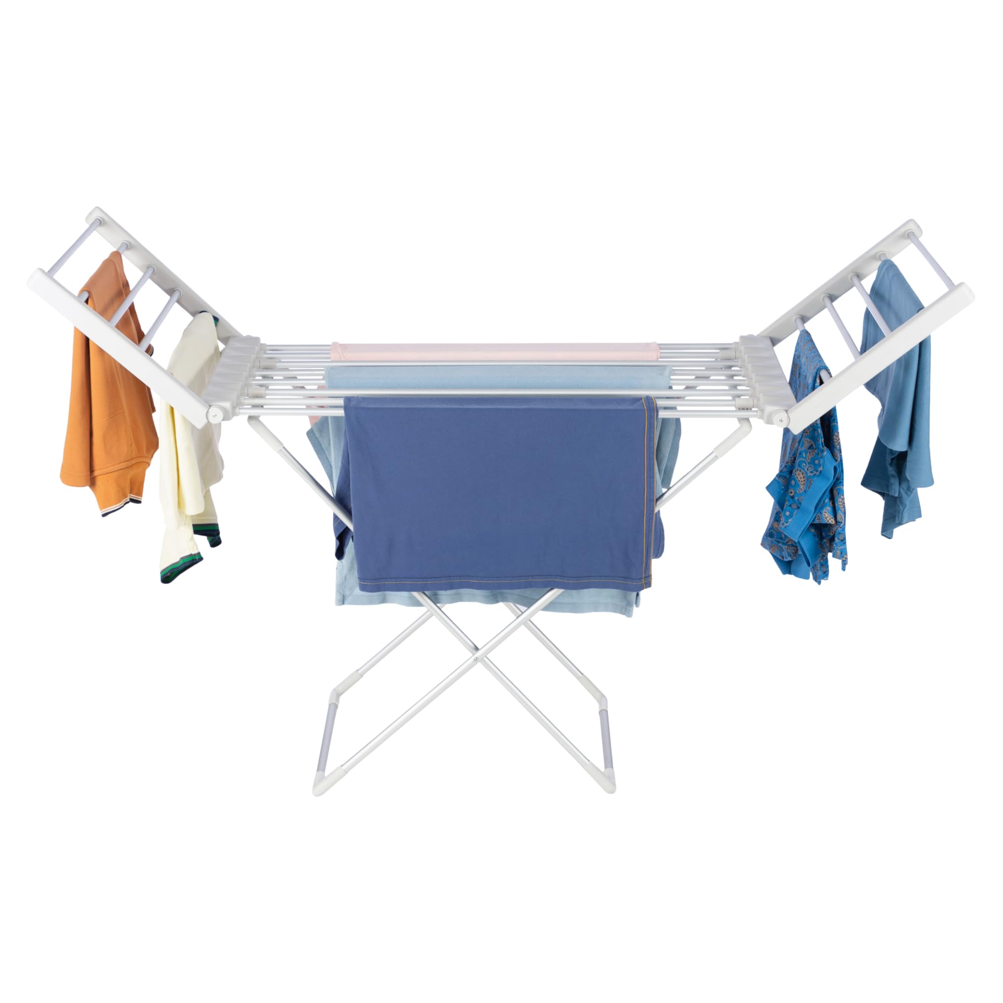 Homefront Silver 220W Electric Heated Clothes Airer – Folding Indoor Dryer Rack With Winged Design, Portable Free-Standing Aluminium Laundry Dryer, Energy-Efficient,