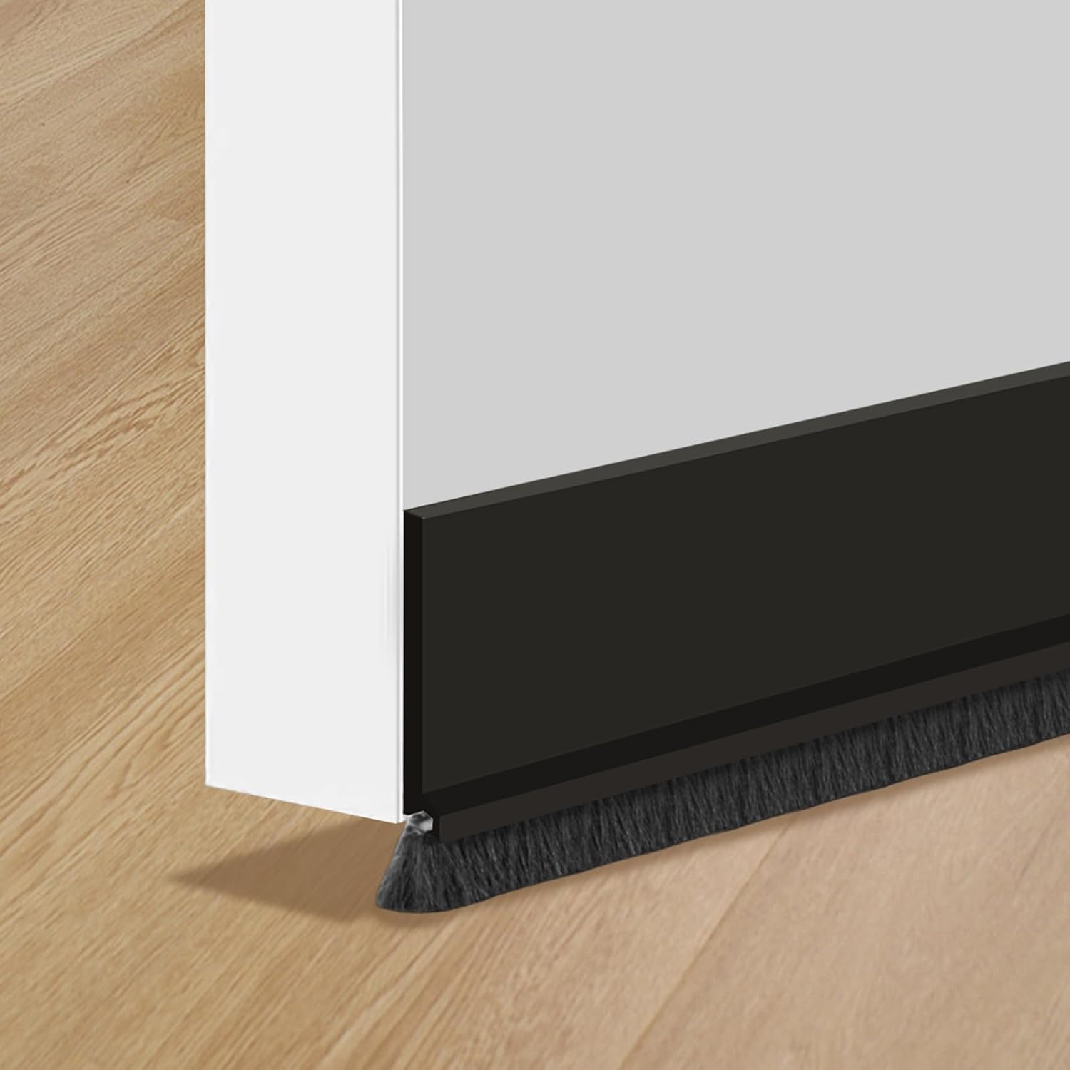 2 Pcs Draught Excluder for Doors, 100cm Black Door Brush Strip Self-Adhesive, Cuttable Draft Excluder for Doors, Energy Saving, Sound Insulation, Blocking Cold Air Dust and Insects